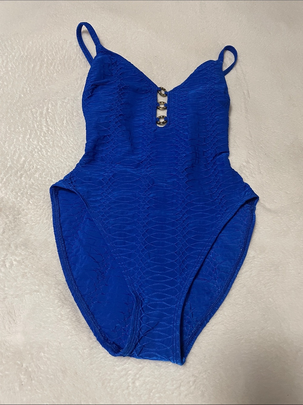 La Blanca Royal Blue One-Piece Swimsuit with Front Accent Sz 10